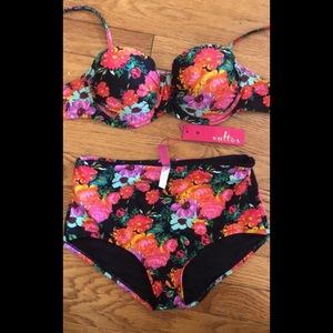 High Waisted Floral Bikini